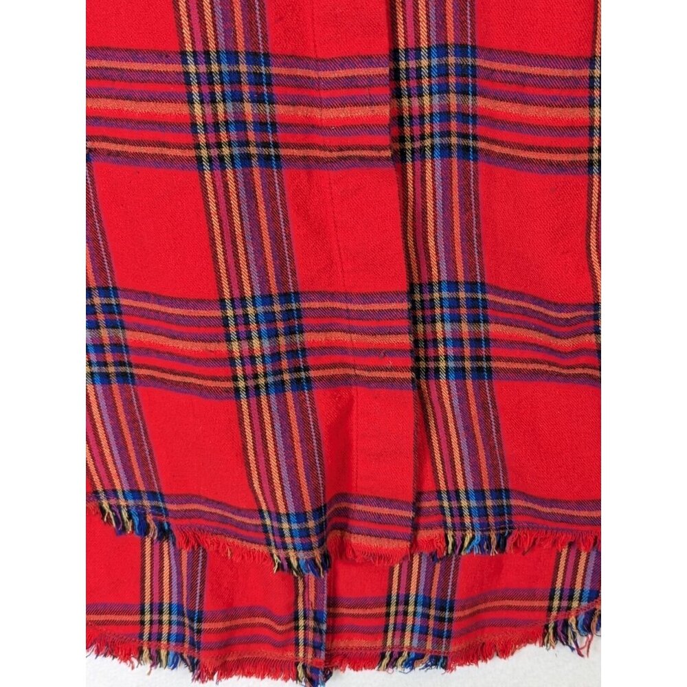 Jaded Gypsy Women size S/M Button Front Flannel Shirt Red Plaid Fringe Hippie - Picture 7 of 12